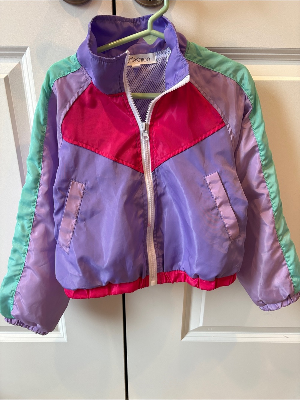 Kids Colorblock Puffer Jacket in Lavender, Mint & Pink